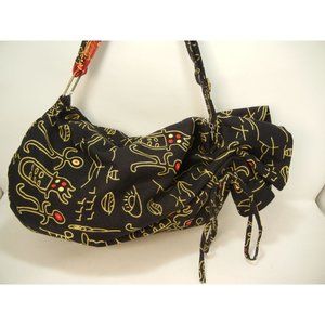 Unique beach tote, wet dry  bag, bikini bag Aboriginal print fabric, yellow, red